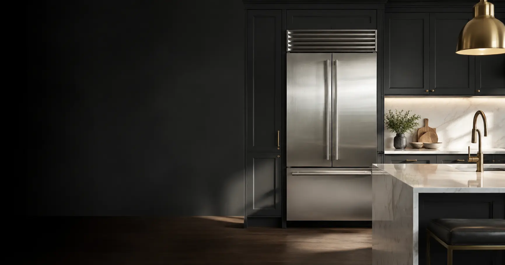 Built-in stainless steel refrigerator in a premium Staten Island kitchen